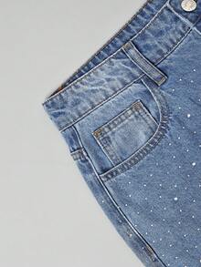 GlowEve Women's Casual Versatile Daily Wear Denim Jeans With Pocket, Button And Lace Patchwork - Blue - View 4