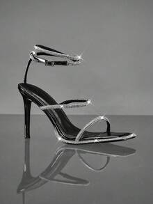 SHUZIA Women's Fashion Daily Versatile Ankle Strap Heeled Sandals - Black - View 2