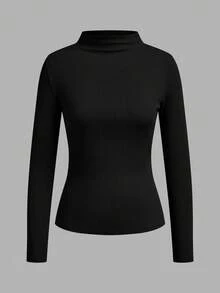 SHEIN LUNE 3 piezas de camisetas de manga larga acanaladas de color sólido para mujer - Multicolor - Ver 10