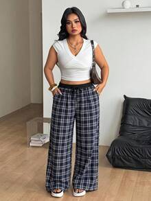 Coolane Celana Panjang Ukuran Besar Gaya Kasual Minimalis Longgar Warna Biru Navy Cocok untuk Musim Semi dan Gugur - MultiWarna - View 6