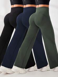 Velisys Velisys 女款素色高腰休閒日常旅行運動長褲 3件/套 - 彩色 - 查看 2