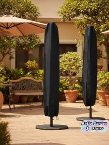 1Pc 210D Oxford Cloth Waterproof Windproof Patio Umbrella Cover Large Size Dust Resistant Sunshade Umbrella Protective Cover Durable Weather Resistant Anti UV Protective Case For Backyard Lawn Courtyard Poolside Balcony Outdoor Garden Terrace Daily - Black - View 4