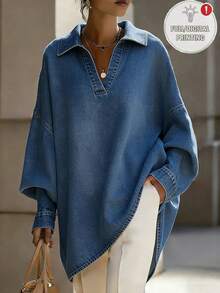 SHEIN Fall Winter 2026 Festival Outfits Going Out Casual Blouses For Ladies Holiday Outfits For Women Business Country Basic Tops Traditional Renaissance - Blue - View 2