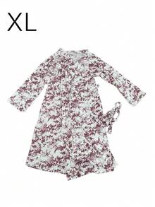 1件可愛兔子花卉印花和服浴袍，短袖V領裹身家居服，附側綁帶與荷葉邊下擺，輕便休閒夏季居家服 M-XXL - 彩色 - 查看 12