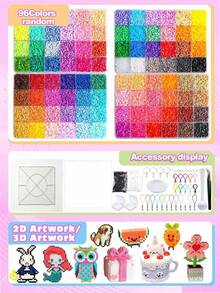 24/48/72/96 Color Bean Set Box, 2.6mm Multi-Color Bean Filling Bag, DIY Hand-Made Bean Set, Including Lanyard, Key Chain, Square Nail Plate, Storage Box, Tweezers, Suitable For Birthday, Graduation, Valentine's Day, Halloween - one size fits all - View 8