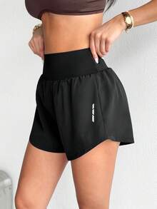 SHEIN Dewbera Summer 2-In-1 Running Comfortable Anti-Exposure Yoga Shorts - Black - View 5