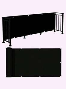 1pc Opaque Privacy Fence Screen, Waterproof Balcony Cover With UV Protection, Black Outdoor Patio Privacy Shade For Apartment Railing Deck Porch - Black - View 6