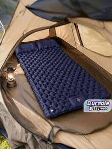 1pc Double Layer Inflatable Sleeping Pad – Built-In Air Pump, Ultralight Portable Waterproof Air Mattress For Camping, Outdoor Travel - Multicolor - View 1