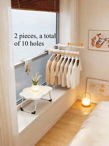 2 PCS Folding Travel Clothes Hanger, Portable Foldable Drying Rack With 5 Holes & Rotating Clips, Space Saving Adjustable Laundry Hanger For Home Dorm Bathroom - multicolor - View 5