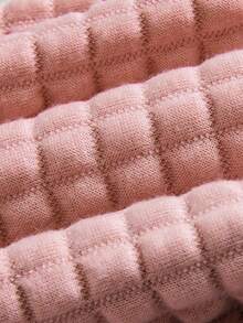 1 pieza Pijama de una pieza para bebé con diseño de orejas de conejo 3D rosa, suave y lindo, adecuado para otoño/invierno - Rosa Pálido - Ver 4
