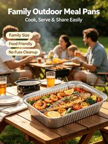 30pcs Disposable Aluminum Foil Pans, Suitable For Outdoor Barbecue; 20/10pcs Kitchen Steamer Boxes, Convenient And Practical; 1pc Practical And Clean (Lunch Box Without Lid) - Silver - View 5
