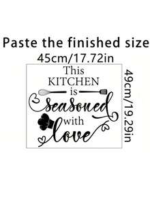 1PC Black UV Vinyl Waterproof Oilproof Removable Self Adhesive Quote This KITCHEN Is Seasoned With Love Inspirational Typography Wall Decal Sticker For Home Dining Room Kitchen Farmhouse Rustic Modern Wall Decor Gift - multicolor - View 5