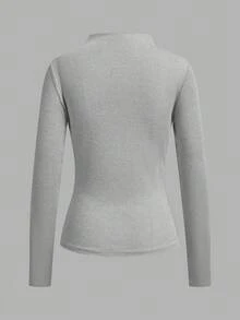 SHEIN LUNE 3 piezas de camisetas de manga larga acanaladas de color sólido para mujer - Multicolor - Ver 6