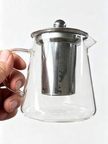 1PC High Borosilicate Heat-Resistant Glass Teapot, With Stainless Steel Filter Tea Infuser, Heat-Resistant Flower Tea Pot With Stainless Steel Lid, Suitable For Home Tea Brewing, Kung Fu Tea, Home, Restaurant, Camping, Office Tea Set And Barware - Transparent 1 - View 2