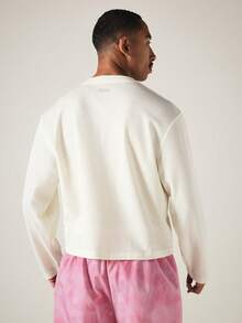 PLAYBOY X SUMWON Bunny Embroidered Waffle Knit Henley Long Sleeve Boxy Top With Button Placket Neckline - Beige - View 2