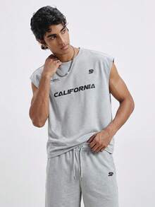 NORVETH Men's Summer Casual Letter Print Tank Top And Shorts Set - Brown - View 8