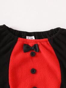 SHEIN 3 件套新生婴儿男孩和女孩万圣节服装连体衣带可拆卸蝙蝠翅膀，角色扮演服装，适合春季/秋季 - 紅色 - 查看 8