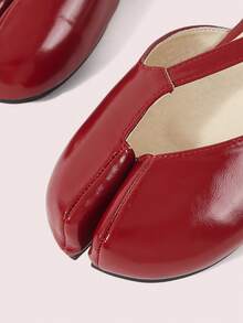 CUCCOO DOLLMOD Women's T-Strap Ankle Buckle Tabi Mary Jane Flats Bright Red Summer Flat Sandals - Red - View 4