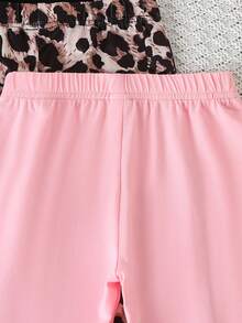 SHEIN Genkimix Kids 3件組女童幼兒喇叭褲 [黑色 + 豹紋 + 棕色] 休閒風格 & 甜酷造型，新款女童喇叭褲，彈性修身無腹部壓力，春/秋外套 / 冬季內著 - 彩色 - 查看 3