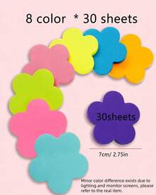 8 Colors Flower Shape Sticky Note Pads, 30 Self Adhesive Sheets Each Pad, Cute Floral Memo Notes For Study & Office - Multicolor A - View 2