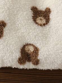 SHEIN 1pc Baby Boy White Winter Fleece Hooded Jacket,Cute Bear Print,Soft & Comfortable Birthday Outerwear,Fashionable Versatile Coat For Infant Kids Warm - Multicolor - View 6