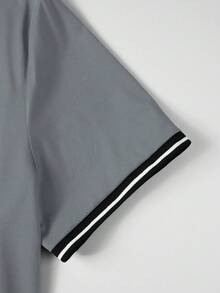 Manfinity Homme 男士大尺碼拼色休閒日常短袖 Polo 衫 - 灰色 - 查看 4