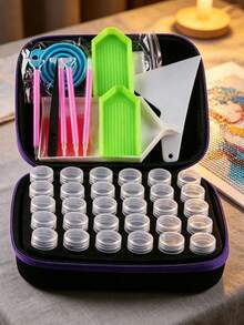 30 Grids Diamond Painting Storage Box, Shockproof Containers For Diamond Painting Accessories, Suitable For Jewelry, Beads, Rings, Pendants, Rhinestones And Glitter - 30 Bottles Bag - View 12
