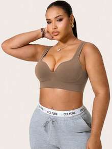 SHEIN Sports Women's Plus Size Solid Color Seamless Sports Bra - Multicolor - View 7