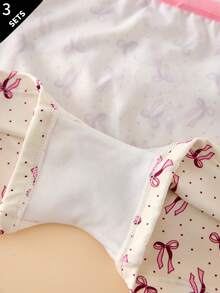 6pcs Soft Cute Bow Children's Growth Period Fitted Set Pink Winter White - Multicolor - View 6