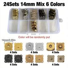SHEIN 混色 6 色梅花磁扣鈕扣盒裝組，10mm/14mm/18mm - 24sets Mix 6 Colors - 查看 14