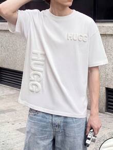 Manfinity Dauomo Men's Letter Print Crew Neck Short Sleeve Standard T-Shirt - White - View 8