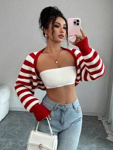 SHEIN Raffinéa Cárdigans de Mujer - Rojo y blanco - Ver 1