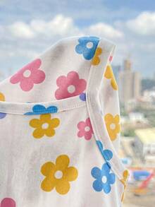 SHEIN 女童春夏細肩帶上衣與短褲套裝 純色/多色 2件式內著套裝 - 彩色 - 查看 5