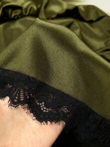GlowEve Schwarzes Neckholder-Kleid mit tiefem V-Ausschnitt, figurbetoniertes Bodycon-Minikleid mit hoher Taille, gerafftem Spitzenbesatz, französischer sexy Hot-Girl-Stil, geeignet für Dates, Partys, Nachtclubs, semi-formelle Anlässe, Frühling/Sommer, figurschmeichelnde Passform - Olivgrün - Übersicht 5