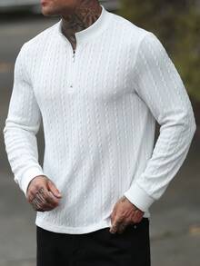 Manfinity CasualCool 男士素色休閒百搭日常穿著 Polo 衫 - 白色 - 查看 3