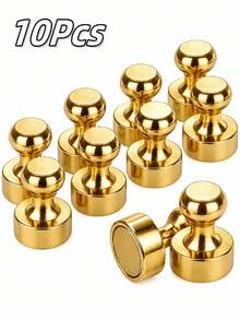 10Pcs Silver Push Pin Magnets, Small Round Fridge & Whiteboard Magnets For Refrigerator, Office, Classroom, Map, Locker And Home Organization - 10Pcs - View 9