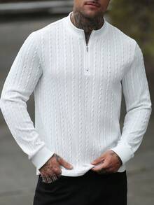 Manfinity CasualCool 男士素色休閒百搭日常穿著 Polo 衫 - 白色 - 查看 1