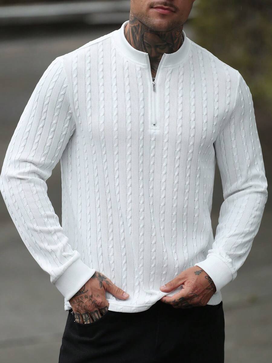 Manfinity CasualCool 男士素色休閒百搭日常穿著 Polo 衫 - 白色 - 查看 1