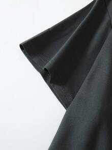 SHEIN LUNE Plus 女款标语图案夏季深灰色圆领 T 恤图案 T 恤女式上衣 - 灰色 - 查看 5