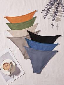 SHEIN Women's Knitted Triangle Panties 7-Piece Set - Multicolor - View 2