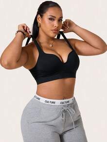SHEIN Sports Women's Plus Size Solid Color Seamless Sports Bra - Multicolor - View 3