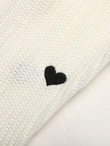 SHEIN 青少年女孩短版愛心刺繡休閒輕量開襟衫，百搭，返校季 - 白色 - 查看 6