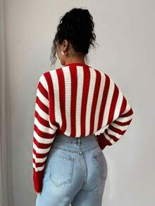 SHEIN Raffinéa Cárdigans de Mujer - Rojo y blanco - Ver 2