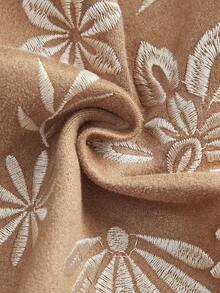 SHEIN Clasi 刺繡拼接毛領復古夾克，秋冬款 - 棕色 - 查看 8