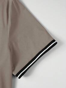 Manfinity Homme Men's Plus Size Colorblock Casual Everyday Short Sleeve Polo Shirt - Apricot - View 5