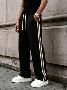 Gym Rark Men's All-Season Casual Sports American Line Outdoor Jogging Gym Long Pants Summer - Black - View 5