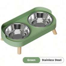 PETSIN Stainless Steel/PVC Pet Bowl Set With Stand, Dual Bowls, Suitable For Small Dogs And Cats, With Splash Guard - Pet Feeder - 150ml - View 24