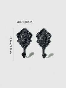 ROMWE Goth 2 piezas Ganchos de metal estilo retro para toallas y abrigos - Negro - Ver 3