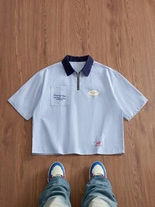 NORVETH Spring/Summer Men's Casual Printed Shirt - Blue - View 8