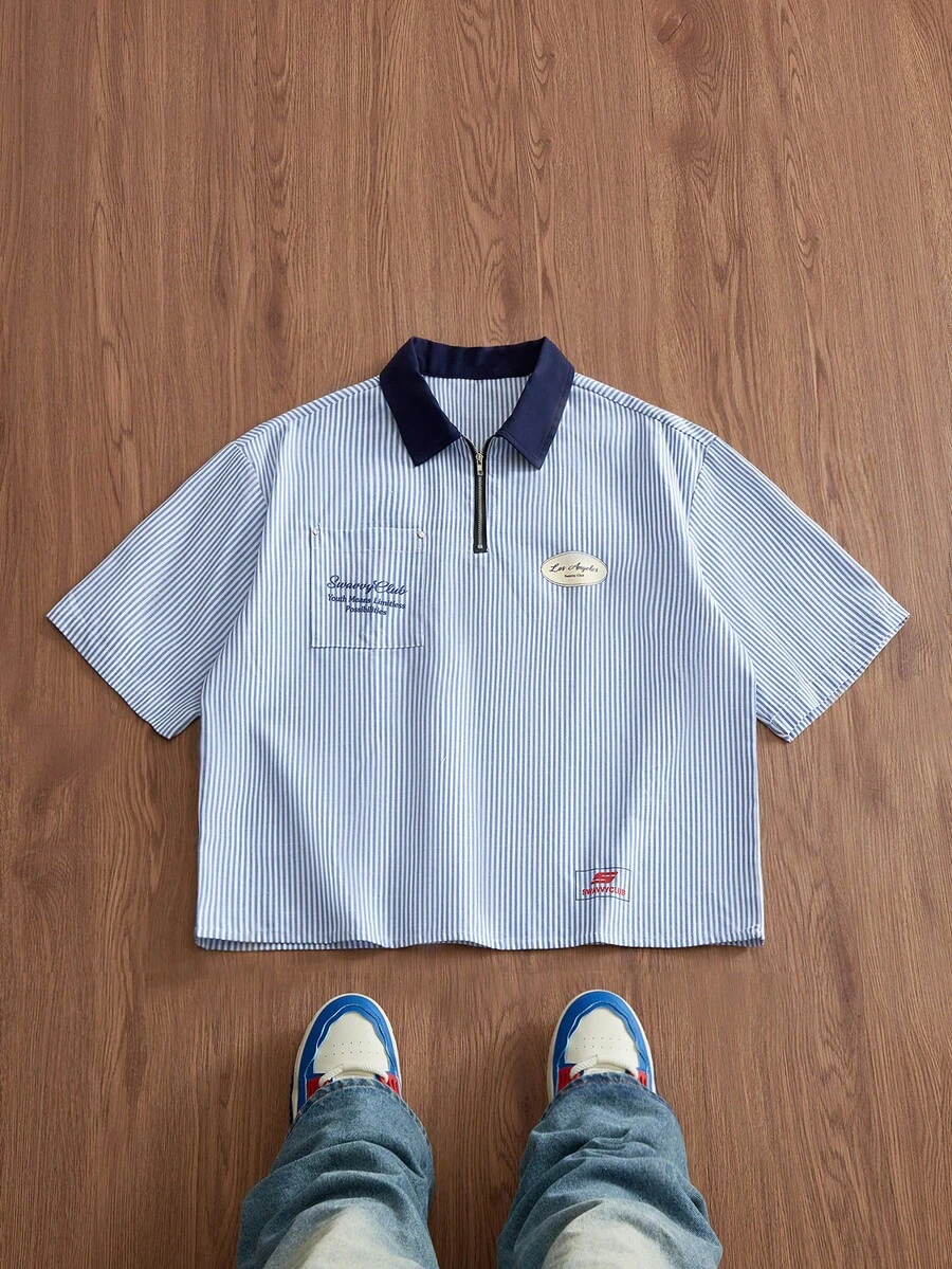 NORVETH Spring/Summer Men's Casual Printed Shirt - Blue - View 1